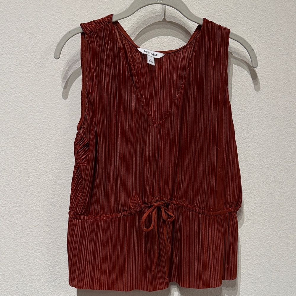 Nine West Rust Pleated Women's Blouse